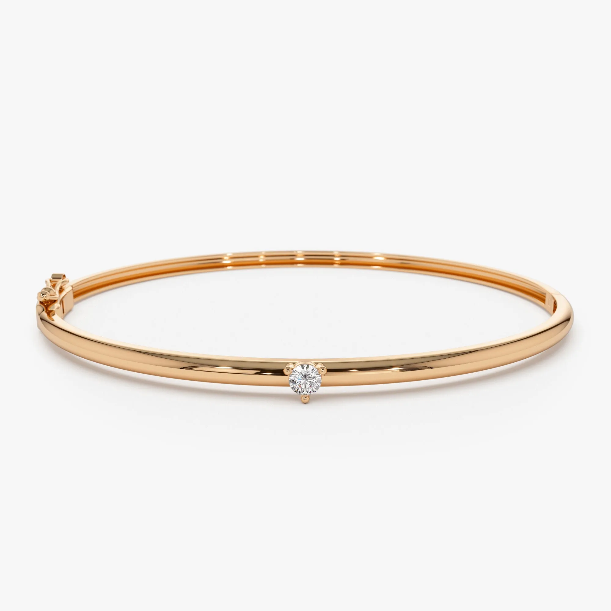 14k Solitaire Diamond Bangle Bracelet 0.10 - 0.30 ctw