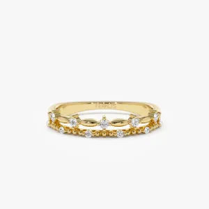 14k Stacked Double Band Diamond Ring