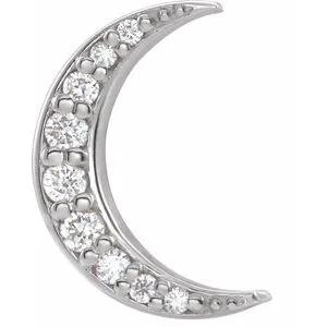 14K White .04 CTW Diamond Crescent Moon Single Earring