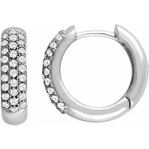 14K White 1/2 CTW Diamond Pavé Hoop Earrings