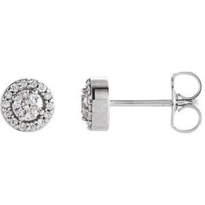 14K White 1/4 CTW Diamond Halo-Style Earrings