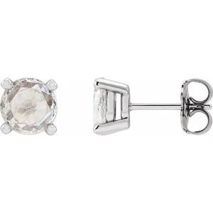 14K White 1/5 CTW Rose-Cut Natural Diamond Stud Earrings