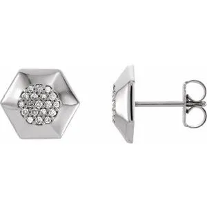 14K White 1/6 CTW Diamond Geometric Earrings with Backs