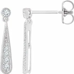 14K White 1/6 CTW Diamond Teardrop Earrings