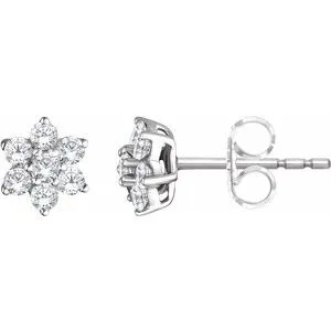 14K White 3/8 CTW Diamond Flower Earrings