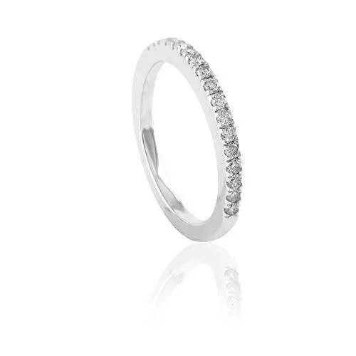 14k White Gold 0.20 Cttw Diamond Half Eternity Ring (0.20 Cttw, I-J Color, I2-I3 Clarity) Wedding Band Stackable Ring