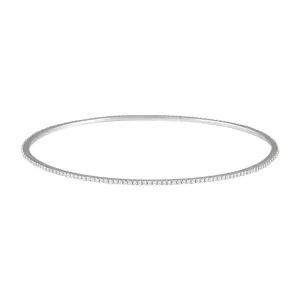 14k White Gold 1 CTW Diamond Stackable Bangle Bracelet