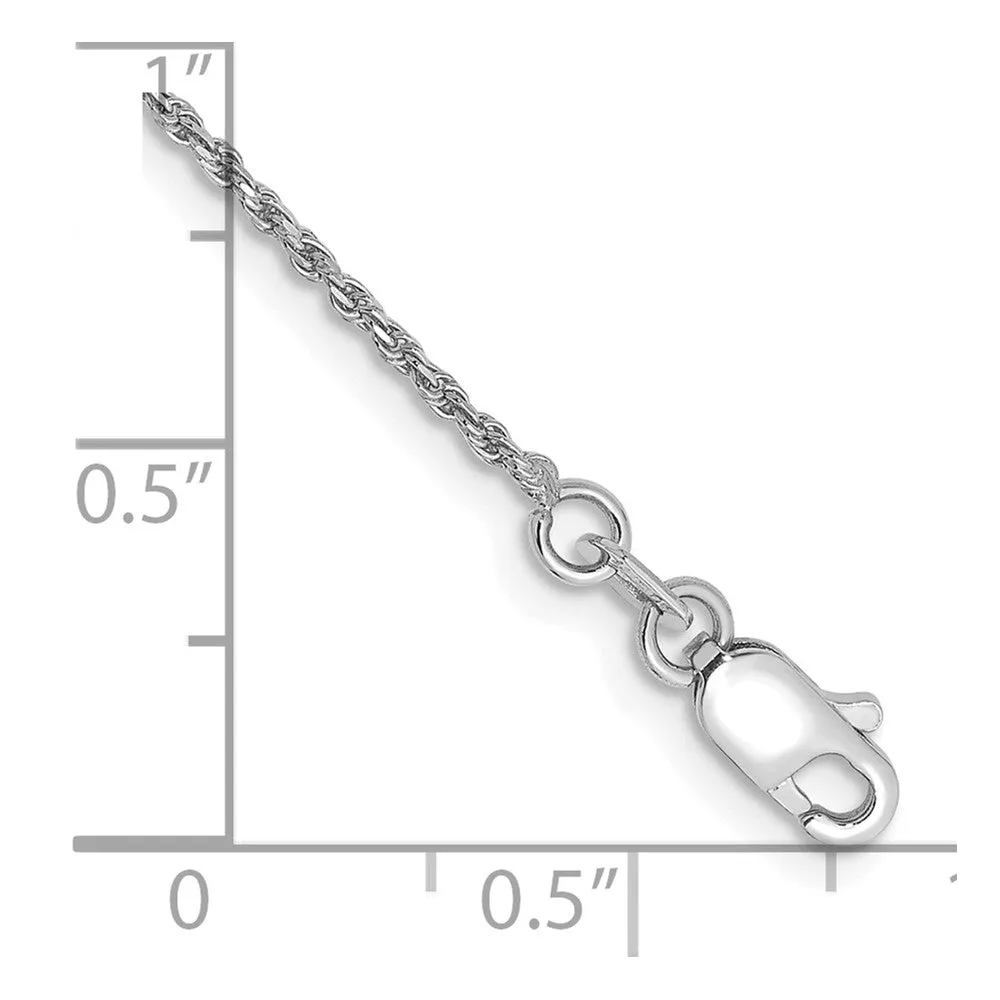 14k White Gold 1.15mm Diamond-cut Machine Made Rope with Lobster Clasp Chain Bracelet