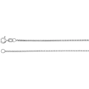 14k White Gold 1.3mm Diamond Cut Box 7" Chain with Spring Ring
