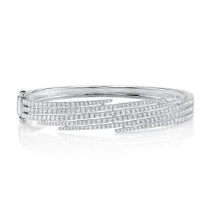 14K White Gold 2.58 ct Diamond Bangle Bracelet