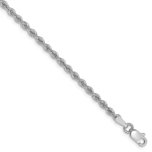 14k White Gold 2.5mm Regular Rope Chain