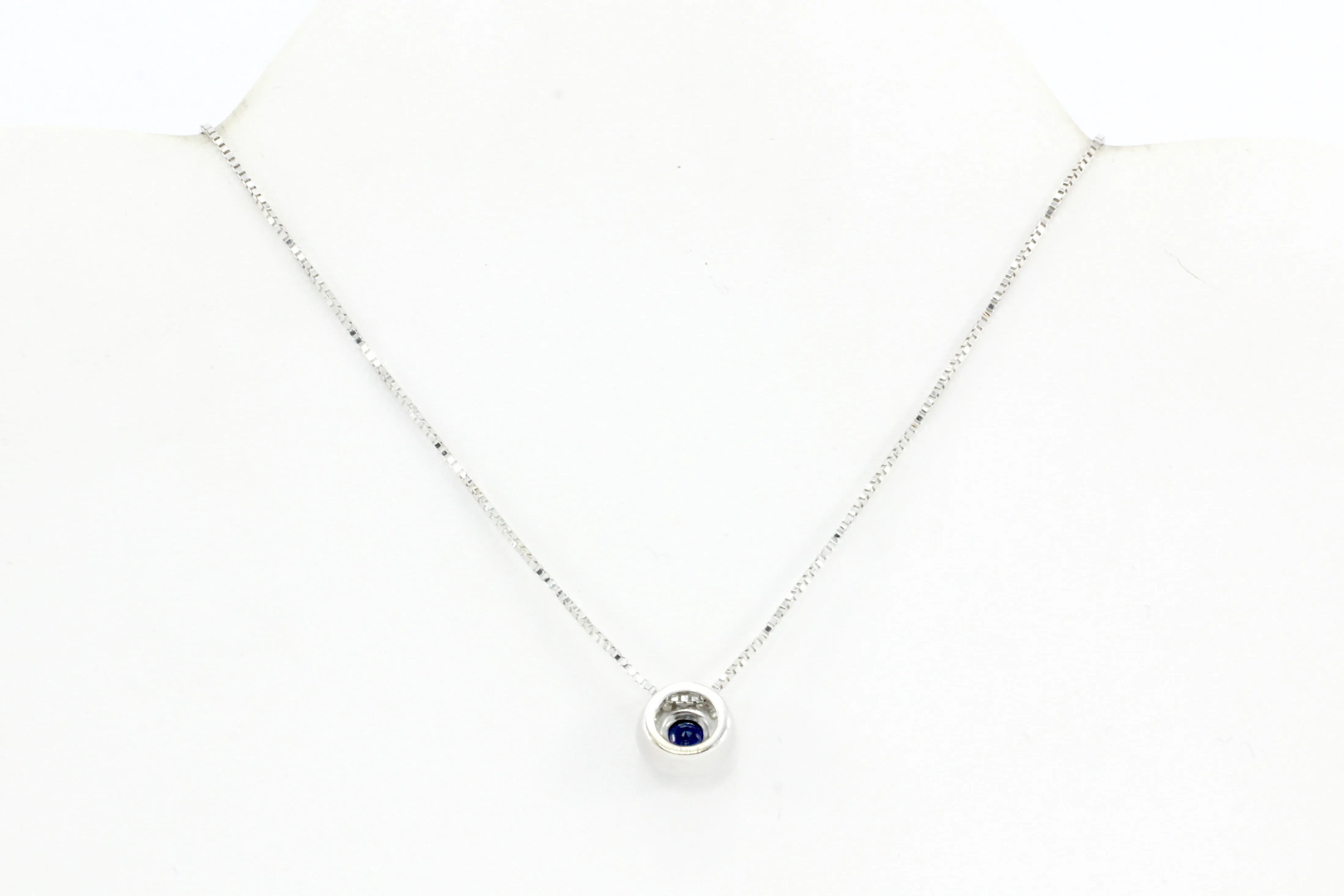 14K White Gold .3 CT Natural Sapphire and .1 CTW Diamond Pendant Necklace