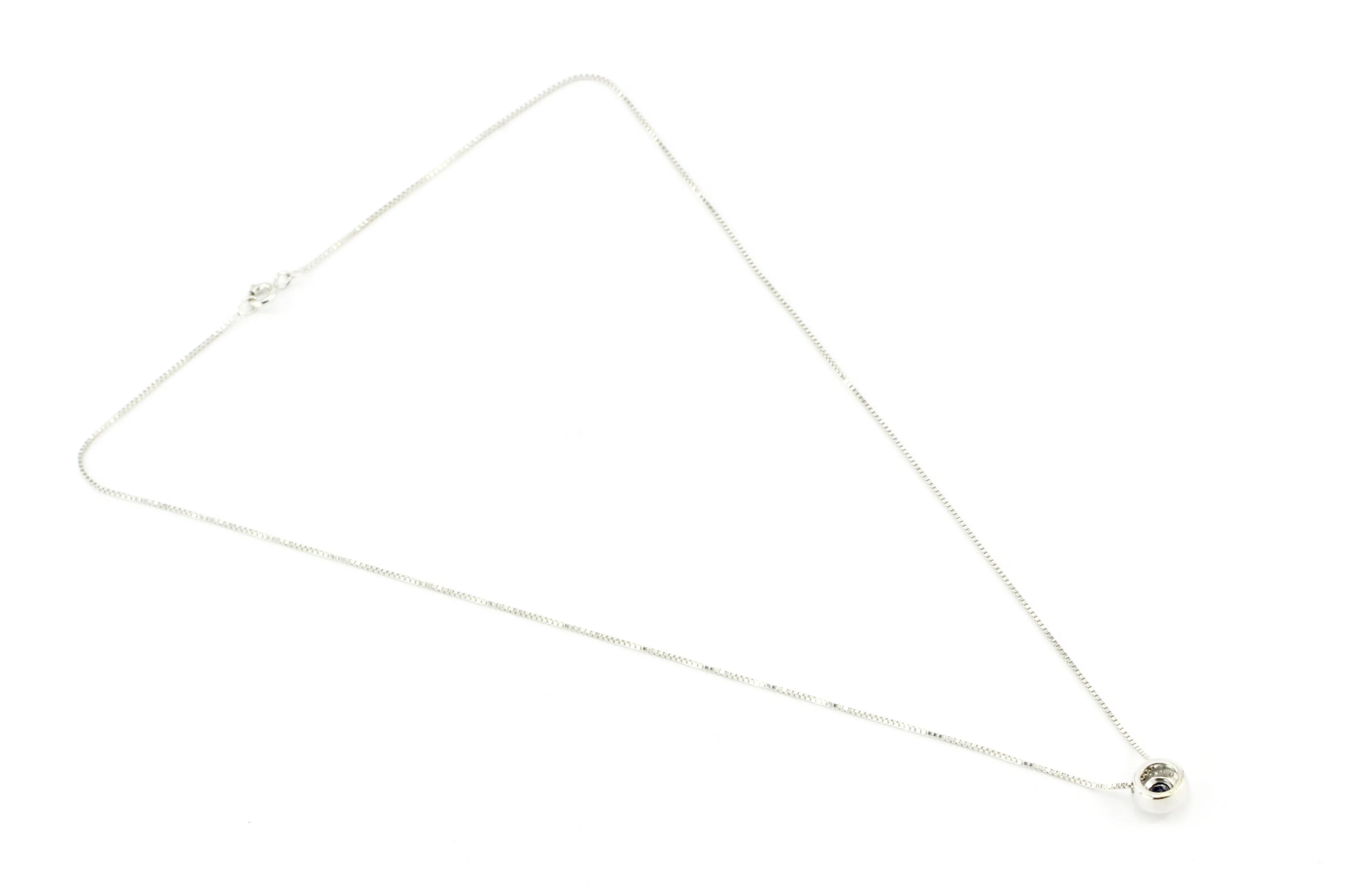 14K White Gold .3 CT Natural Sapphire and .1 CTW Diamond Pendant Necklace