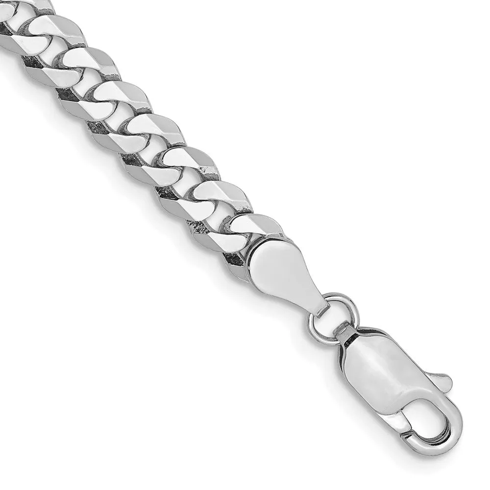 14k White Gold 4.75mm Flat Beveled Curb with Lobster Clasp Bracelet