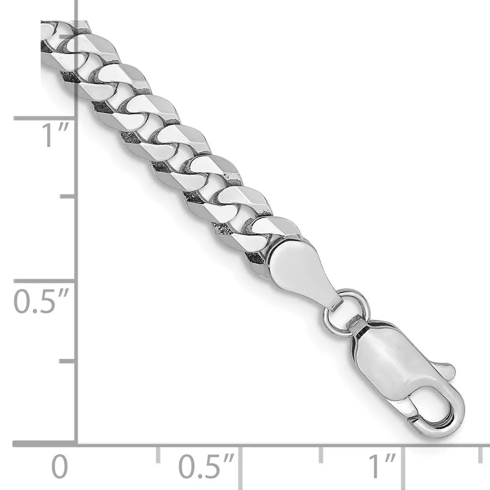 14k White Gold 4.75mm Flat Beveled Curb with Lobster Clasp Bracelet