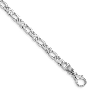 14k White Gold 4.8mm Hand Polished Fancy Link with Fancy Lobster Clasp Bracelet