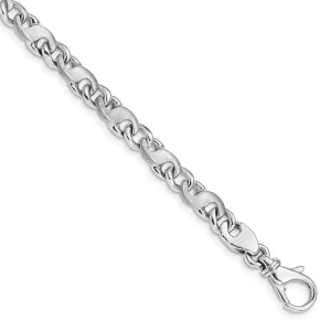 14k White Gold 5.4mm Hand Polished and Satin Fancy S-Link with Fancy Lobster Clasp Bracelet