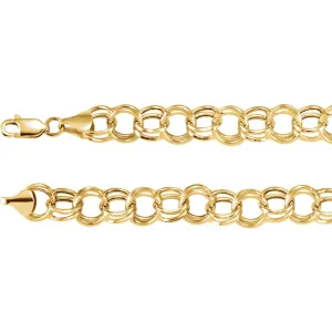 14k White Gold 5.7mm Double Link Charm 7.25" Bracelet