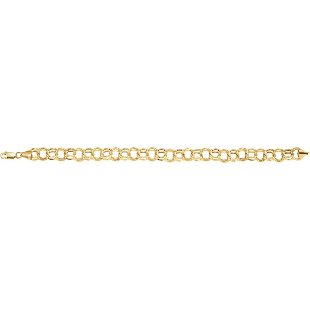 14k White Gold 5.7mm Double Link Charm 7.25" Bracelet