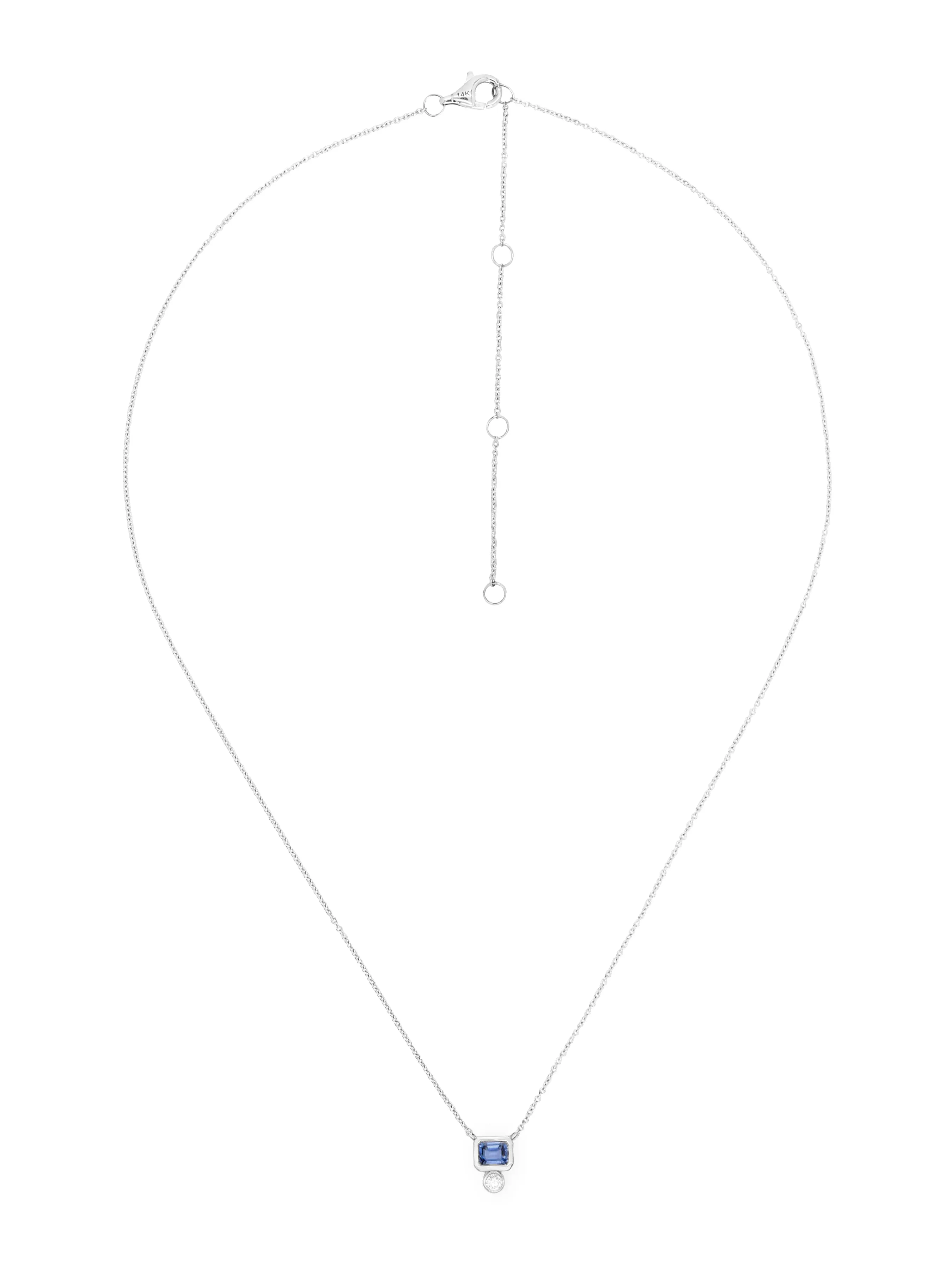 14k White Gold Blue Sapphire/Diamond Necklace