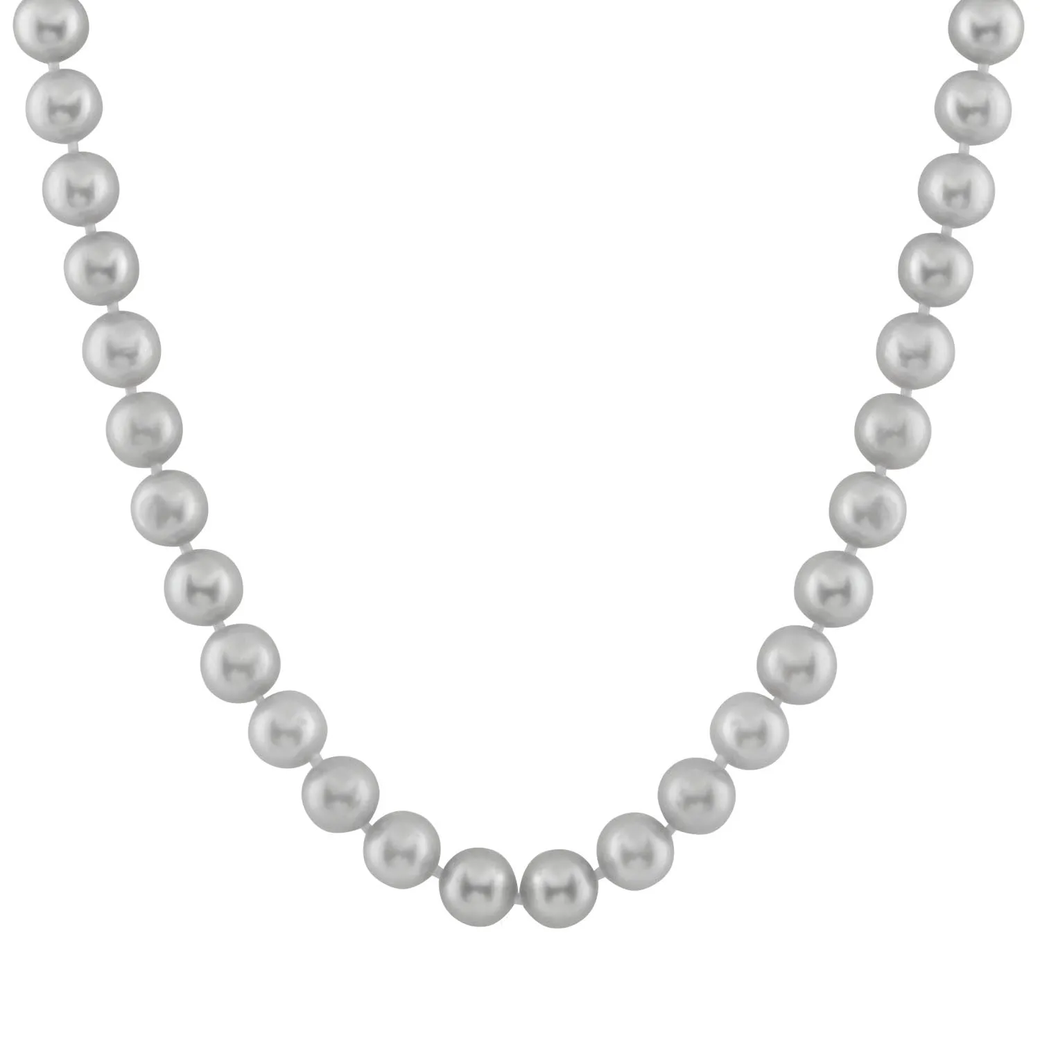 14K White Gold Clasp (9-9.5mm) Grey Freshwater Pearl Strand Necklace