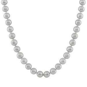 14K White Gold Clasp (9-9.5mm) Grey Freshwater Pearl Strand Necklace