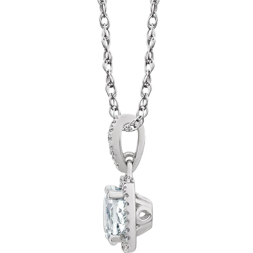 14k White Gold Created White Sapphire & 1/8 CTW Diamond 18" Necklace