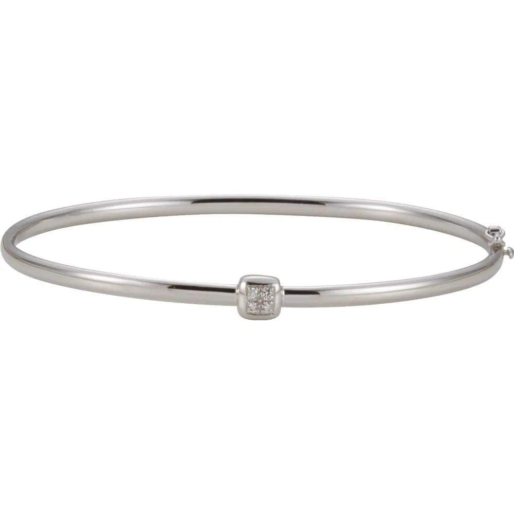 14k White Gold Diamond Bangle Bracelet