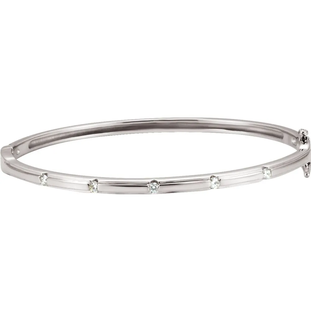 14k White Gold Diamond Bangle Bracelet