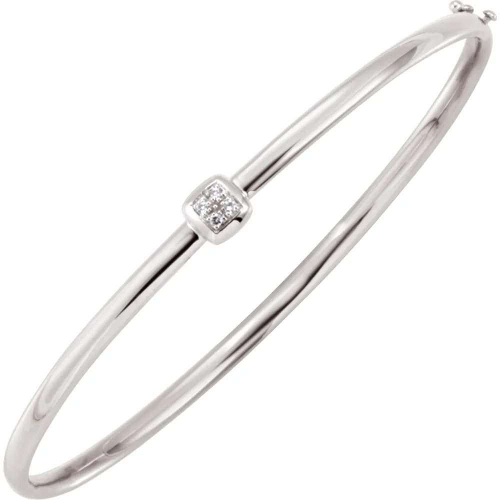 14k White Gold Diamond Bangle Bracelet