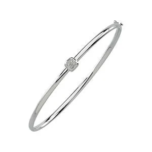 14k White Gold Diamond Bangle Bracelet