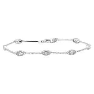 14K White Gold Diamond Evil Eye Bracelet (.89ctw)