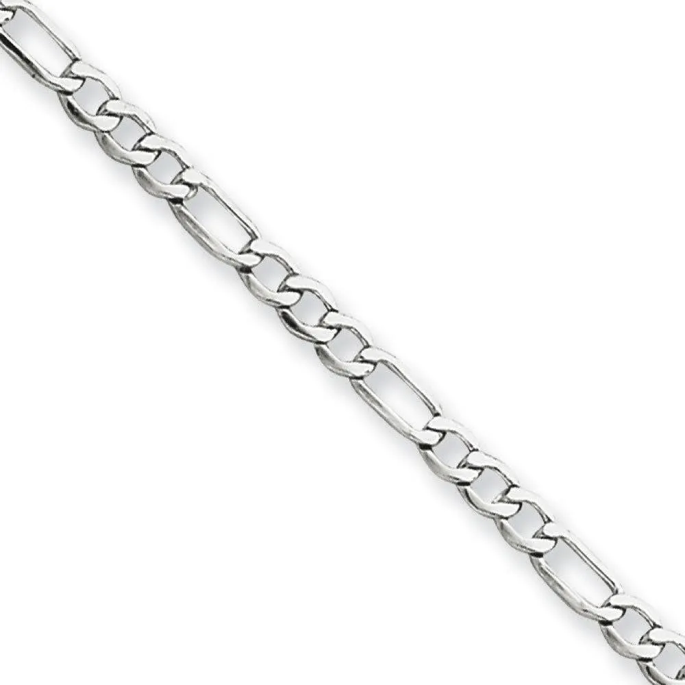14K White Gold Men's 2.5MM Figaro Chain