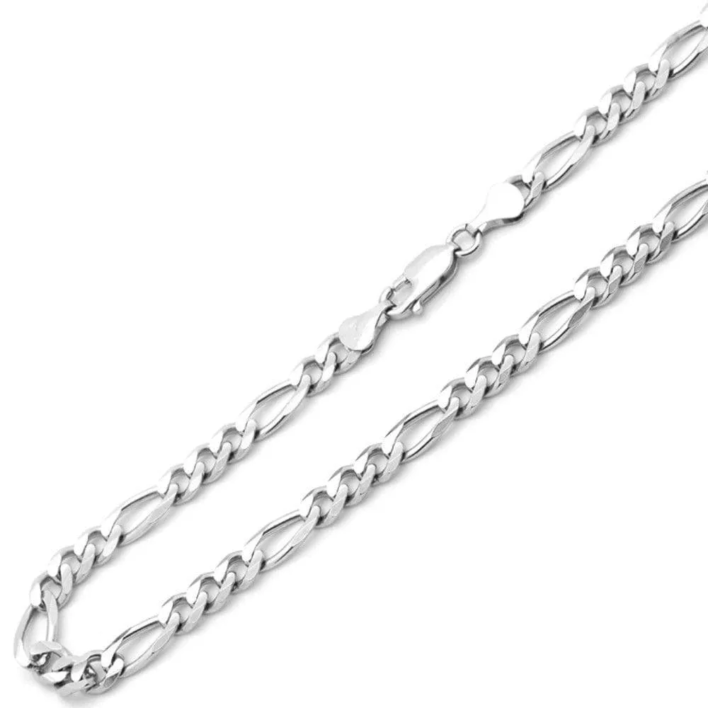 14K White Gold Men's 2.5MM Figaro Chain