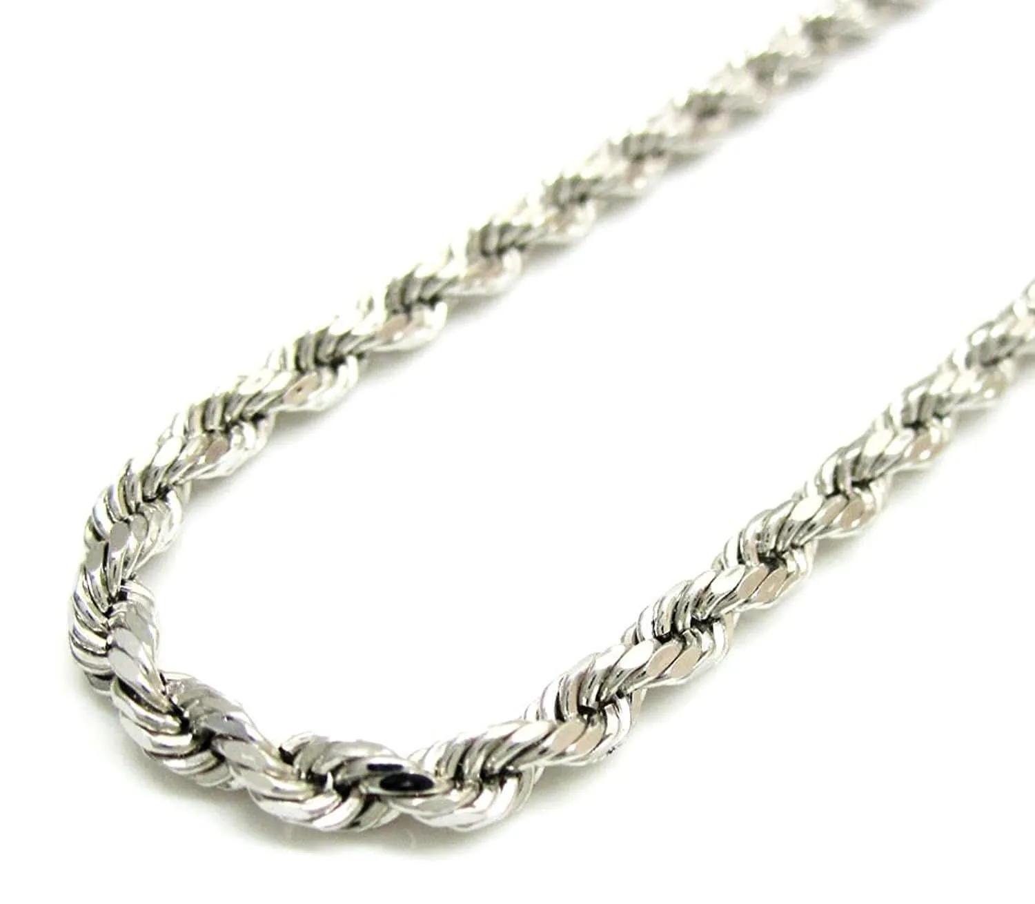 14K White Gold Men's 3MM Diamond Cut Ropes Chain