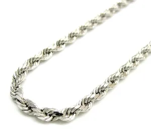 14K White Gold Men's 3MM Diamond Cut Ropes Chain