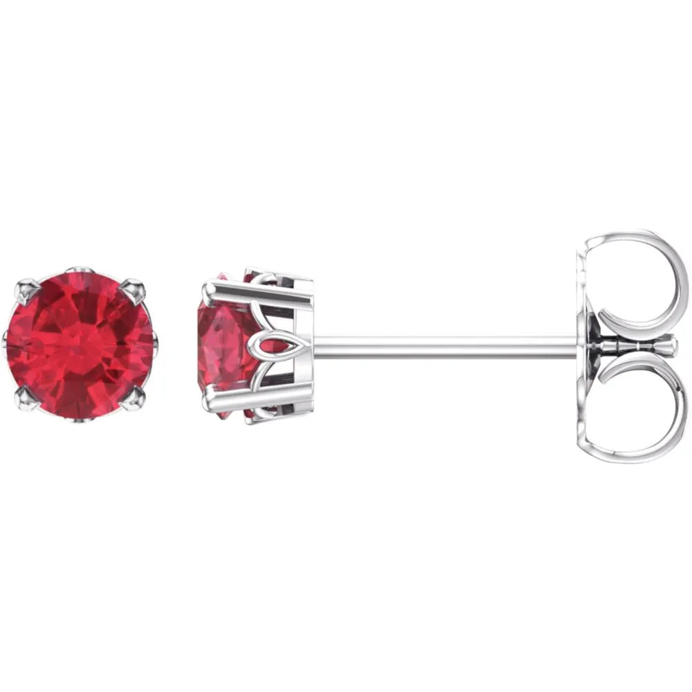 14k White Gold Ruby 4-Prong Scroll Setting® Stud Earrings
