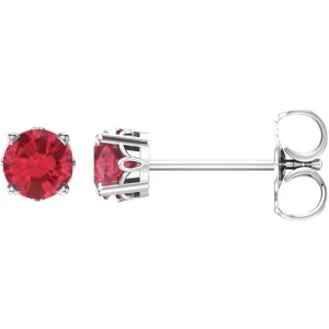14k White Gold Ruby 4-Prong Scroll Setting® Stud Earrings