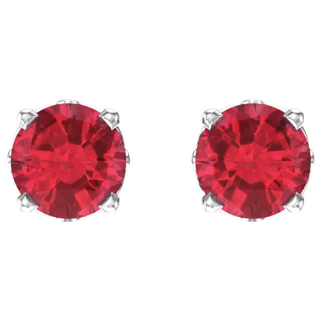 14k White Gold Ruby 4-Prong Scroll Setting® Stud Earrings