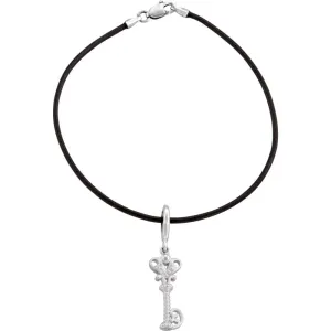 14k White Gold Vintage-Style Key Charm 7" Bracelet