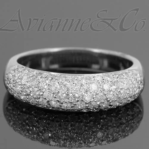 14K White Solid Gold Womens Diamond Wedding Band 1.03 Ctw