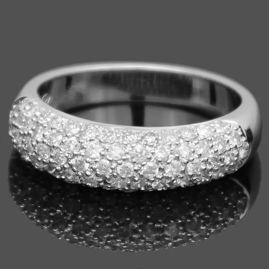 14K White Solid Gold Womens Diamond Wedding Band 1.03 Ctw