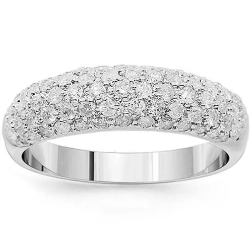 14K White Solid Gold Womens Diamond Wedding Band 1.03 Ctw