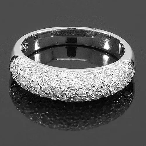 14K White Solid Gold Womens Diamond Wedding Band 1.03 Ctw