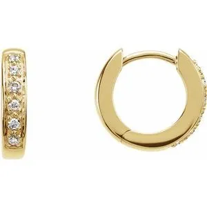 14K Yellow 1/10 CTW Diamond Hoop Earrings