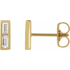 14K Yellow 1/4 CTW Diamond Bar Earrings