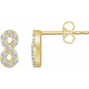 14K Yellow 1/6 CTW Diamond Infinity Earrings