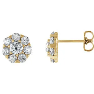14K Yellow 5/8 CTW Diamond Cluster Earrings