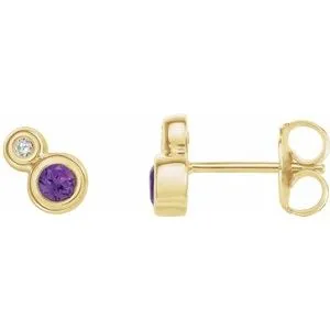 14K Yellow Amethyst & .06 CTW Diamond Earrings