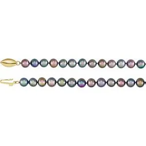 14K Yellow Freshwater Cultured Black Pearl 18" Necklace